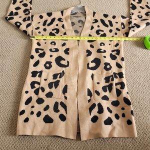 Tan/Black Leopard Print Open Front Cardigan Sweater Size M/L